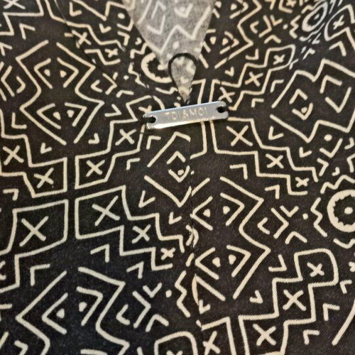 Toi&Moi boho dress Small, black and white pattern, halter neck