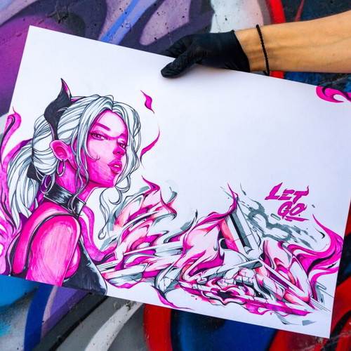 Original graffiti artwork The Art of Letting Go, 35x50cm
