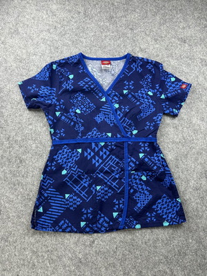 Dickies women's nurse medical blouse XS used, mint blue neon