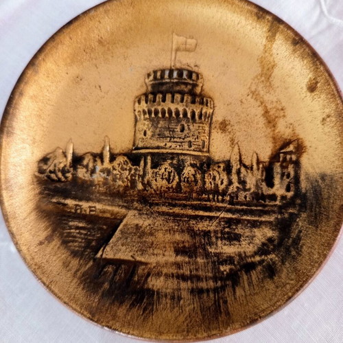 Thessaloniki souvenir plate used, White Tower 10cm