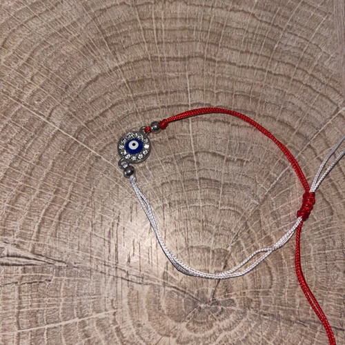 Handmade Martaki with Eye and Small Diamonds like new, white and red
