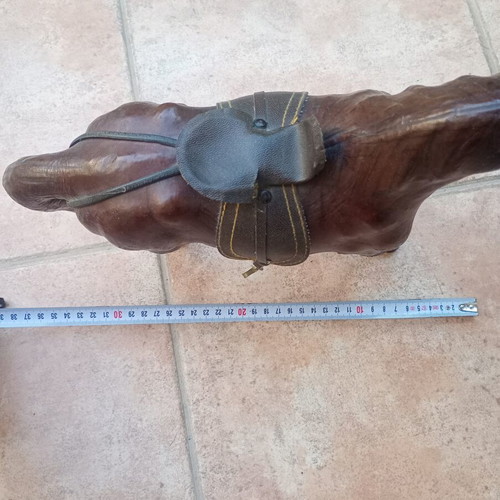 Vintage handmade wooden horse with leatherette