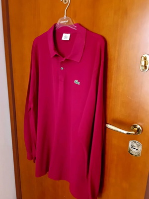 Lacoste men's long-sleeve shirt burgundy, like new, XL