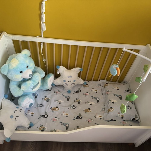 Freeon Ava Wooden Baby Bed 60x120cm like new, white-pine