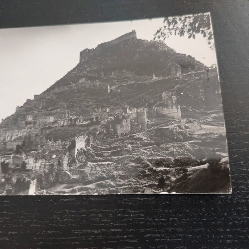Black and white postcard Mystras Castle of Villehardouin used