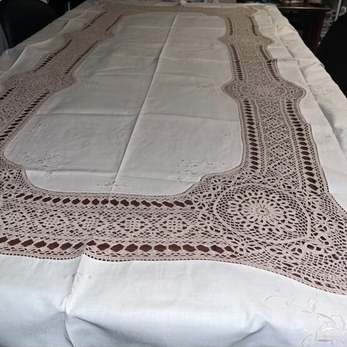 Handmade tablecloth new crocheted 2.50x1.60