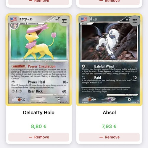 Pokemon cards used, set of 2 rare collectible