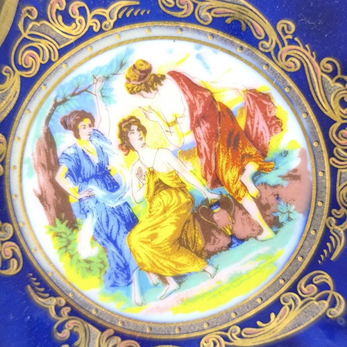Vintage Limoges porcelain serving plate with cobalt blue and gold details like new