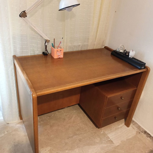 German solid wood desk with 3 drawers used