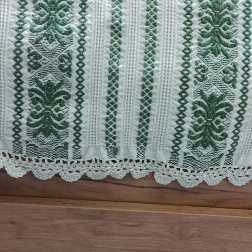 Loom blanket white cypress with crochet lace trim, new, 200x153