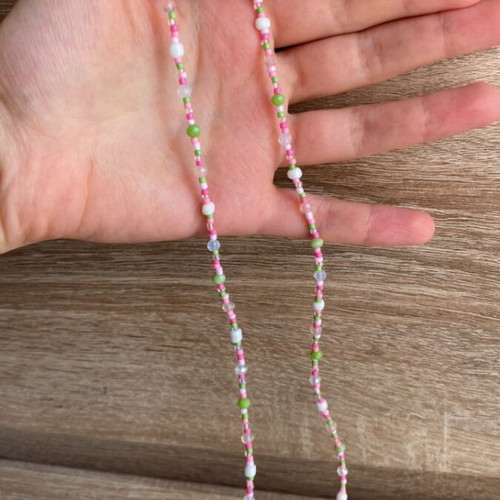 Handmade necklace in green and pink shades inspired by Barbie Fairytopia