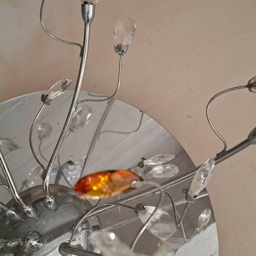 Ceiling lamp with multicolored Swarovski crystals used