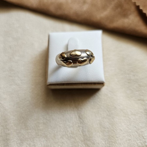 Vintage ring 750 and 925 with 18K gold hearts
