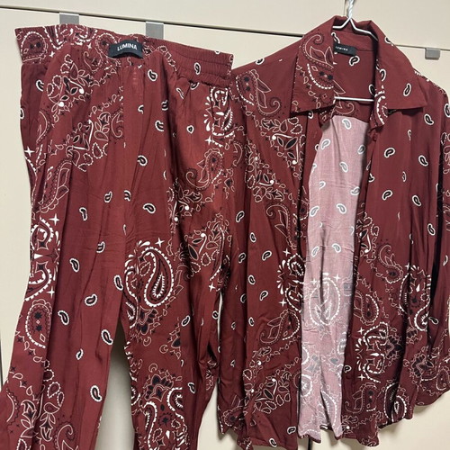 Lumina burgundy pants and shirt set like new