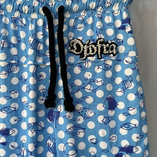 Djofra women's pants, one size, blue with fish print
