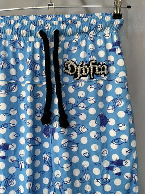 Djofra women's pants, one size, blue with fish print