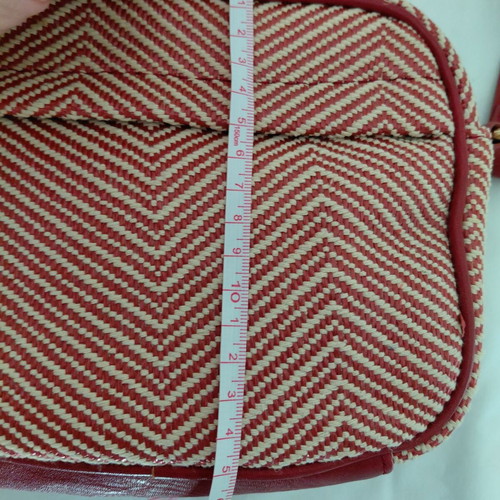 Stradivarius crossbody bag like new, red and ecru cotton