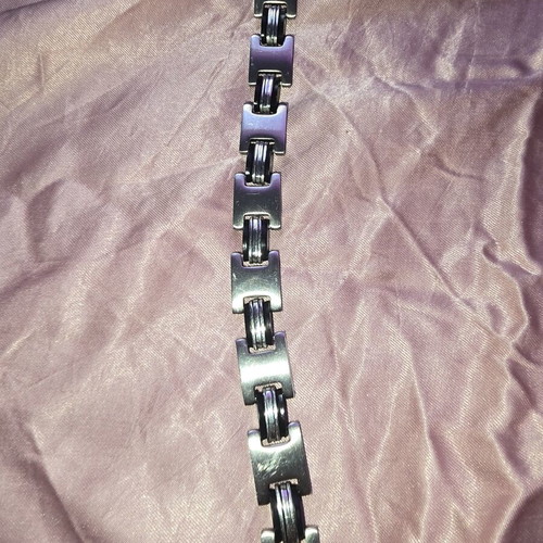 Men's Bracelet Bangle used, stainless steel and rubber, industrial design