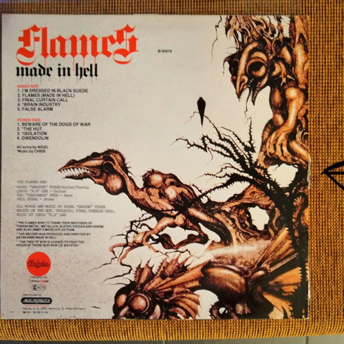 Flames Made in Hell and Greatest Hits vinyls used, metal