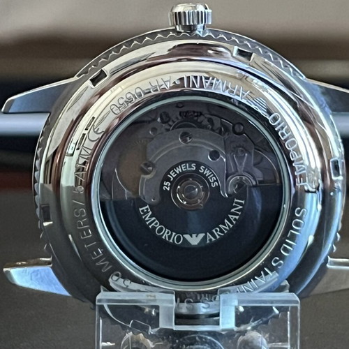 Armani Meccanico wristwatch with automatic Swiss ETA-2824 mechanism, used