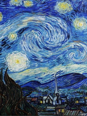 Πίνακας καμβά The Starry Night - Van Gogh καινούργιος ζωγραφισμένος στο χέρι