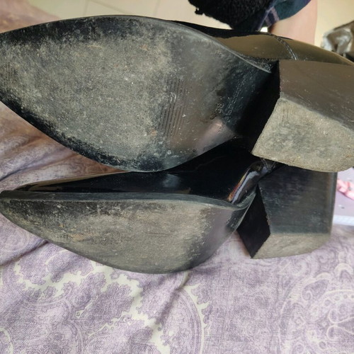H&M cowboy boots used, patent leather, genuine leather, size 38 black