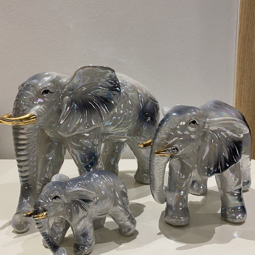 Elephant figurines used, porcelain, set of 3