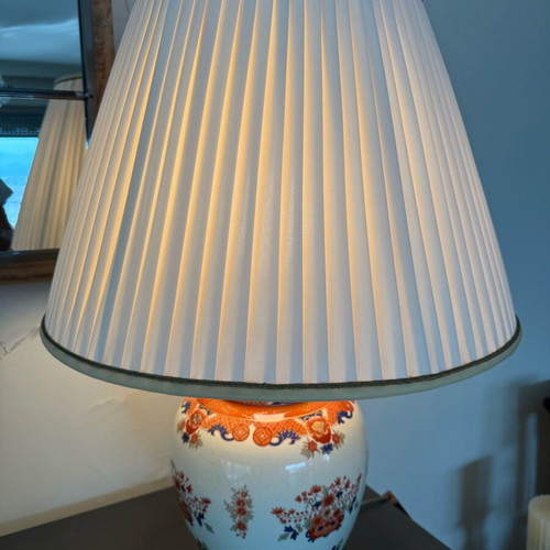 Ceramic table lamp porcelain with handmade floral designs like new