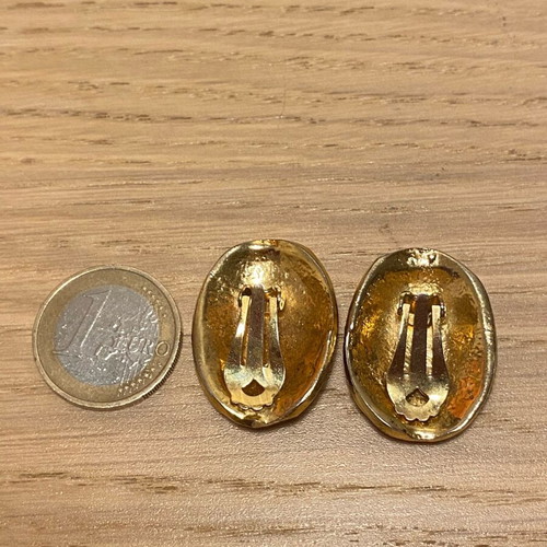 Vintage gold-plated oval earrings 80’s with clip like new