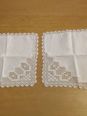 Handmade linen napkins 2 pieces like new with tsigkelaki design