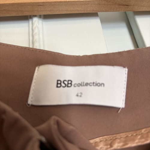 BSB high-waisted pleated fabric pants, brown, XL
