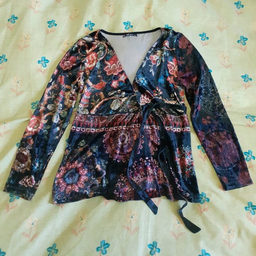 101 idees women's blouse used, size M/L, black multicolor