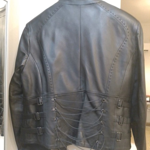 Leather jacket used, black soft handmade, size L/XL