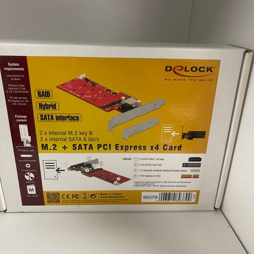 DeLock PCIe x4 2x Internal M.2 + 2x SATA 6 Gb/s with RAID new