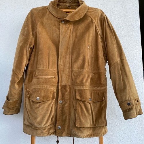 Men's leather jacket used, size XXL, tan color