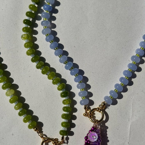 Cupid Studio necklace new with glass beads in blue and green