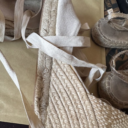 Pull & Bear espadrilles with ties like new, beige, size 37
