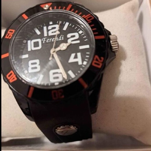 Ferendi men's watch like new, black with rubber strap