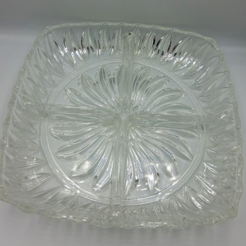 Vintage glass serving platter like new with four compartments