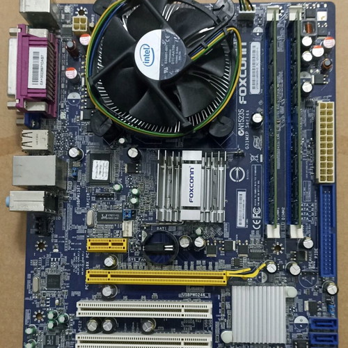 Foxconn G31MXP Micro ATX motherboard with Intel Core 2 Duo and 2GB DDR2 memory used