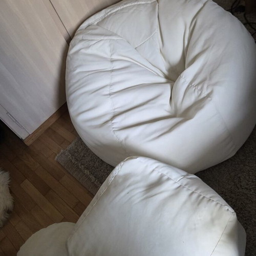 Rucomfy bean bag set used, white-cream, includes lounger and footrests