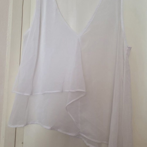 See-through white asymmetric top, size L/XL