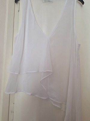 See-through white asymmetric top, size L/XL