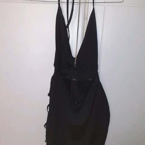 Black mini dress like new with rhinestones and open back, size S