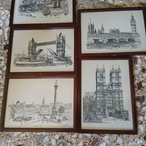 Set of 5 framed London art prints