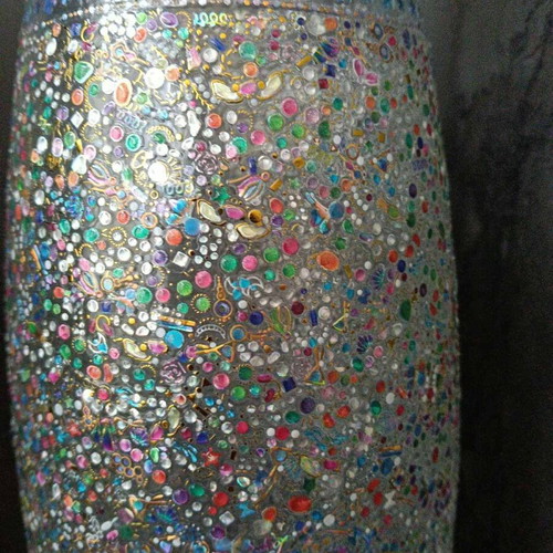 Glass vase hand decorated 26 cm new
