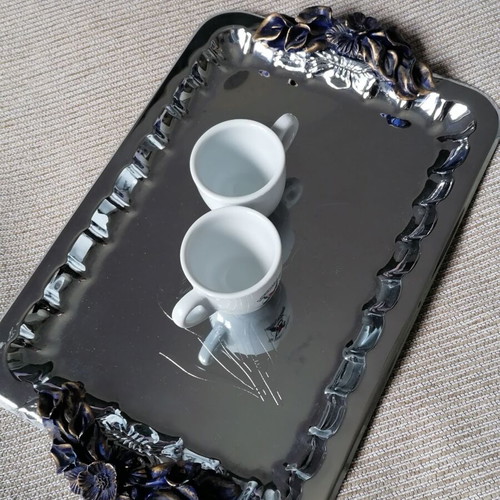 Decorative stainless steel tray inox 36 x 26 cm like new