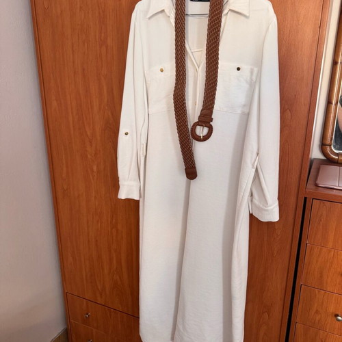 ZARA white midi dress XL like new with belt