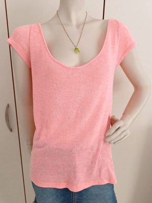 Stradivarius women's coral summer short-sleeve blouse S-M used