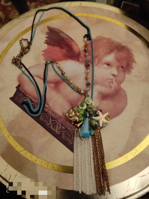Long summer necklace new, green and turquoise fashion jewelry